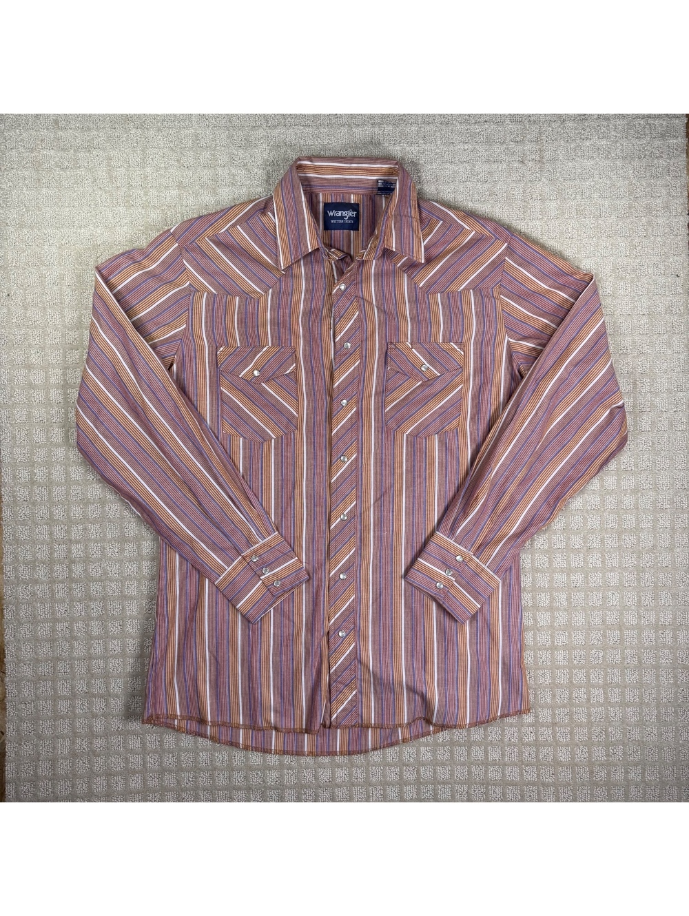 Wrangler Pearl Snap Western Wear Striped Shirt LT